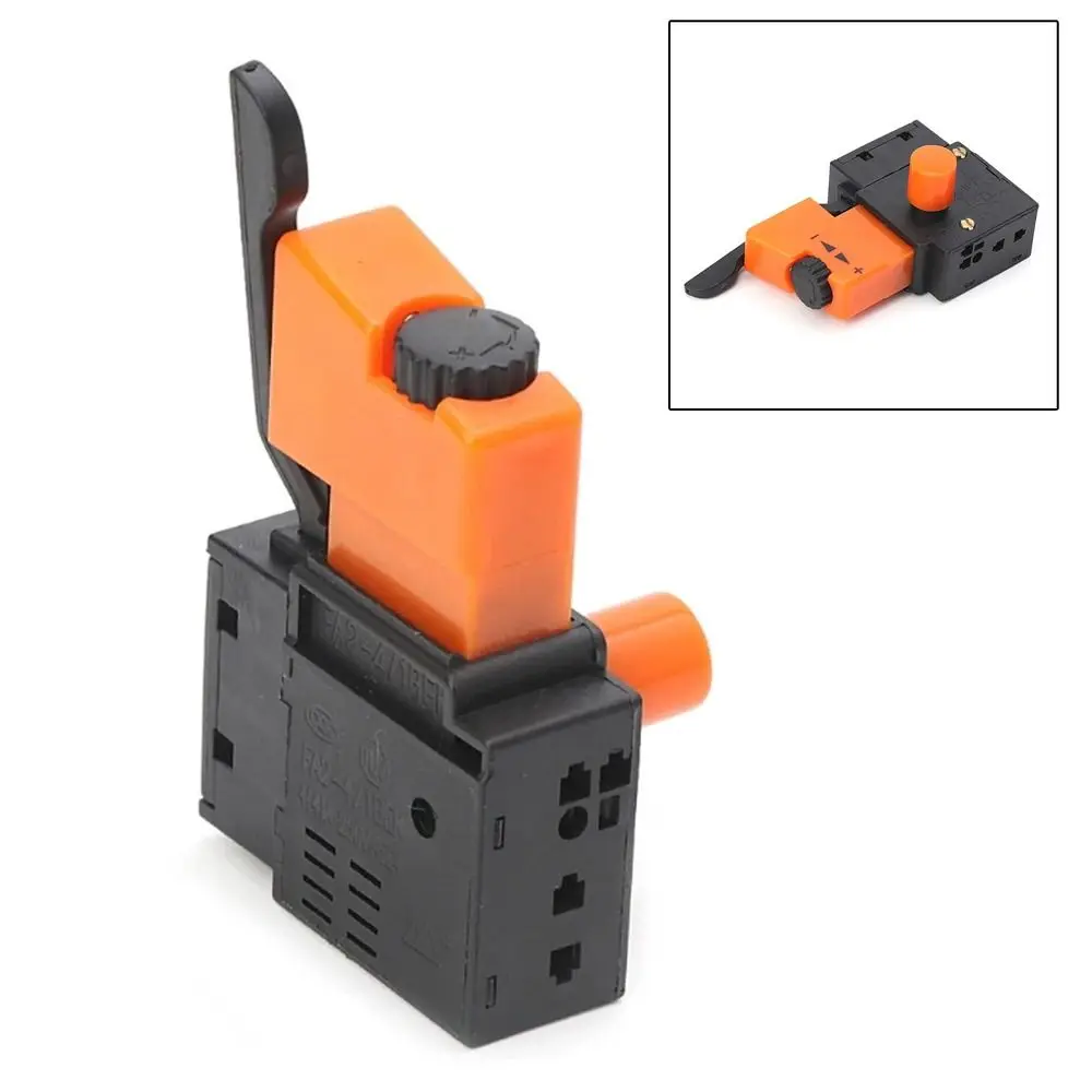 1Pcs Durable Speed Control Electric Drill Trigger Switch Lock On Power Hand Drill Speed Switch AC 220V/6A Adjustable FA2/61BEK