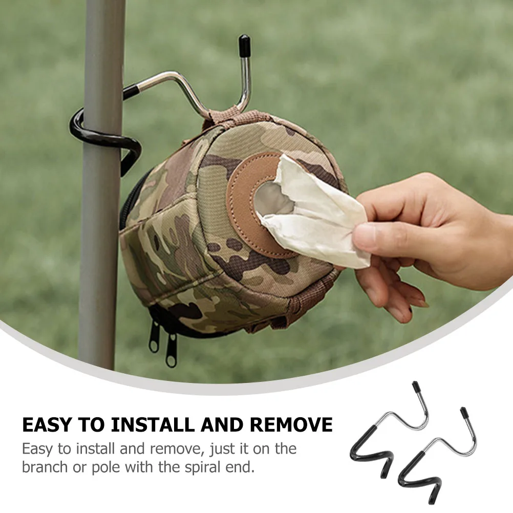 

2Pcs Tent Lamp Hanger Stainless Steel Outdoor Light Hook Anti-Skid Protection for Lanterns Cooking Utensils Hanging Camping