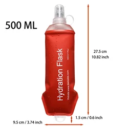 Red Flask TPU Soft Flask 500ml Girl Running Flask Leak Proof Water Bottle For Trail Running Marathon Cycling Camping Hiking