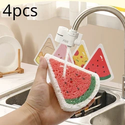 4Pcs Cartoon Magic Dishwashing Sponge Household Kitchen Bathroom Migic Cleaning Wipe Strong Scouring Pad Miracle Sponge