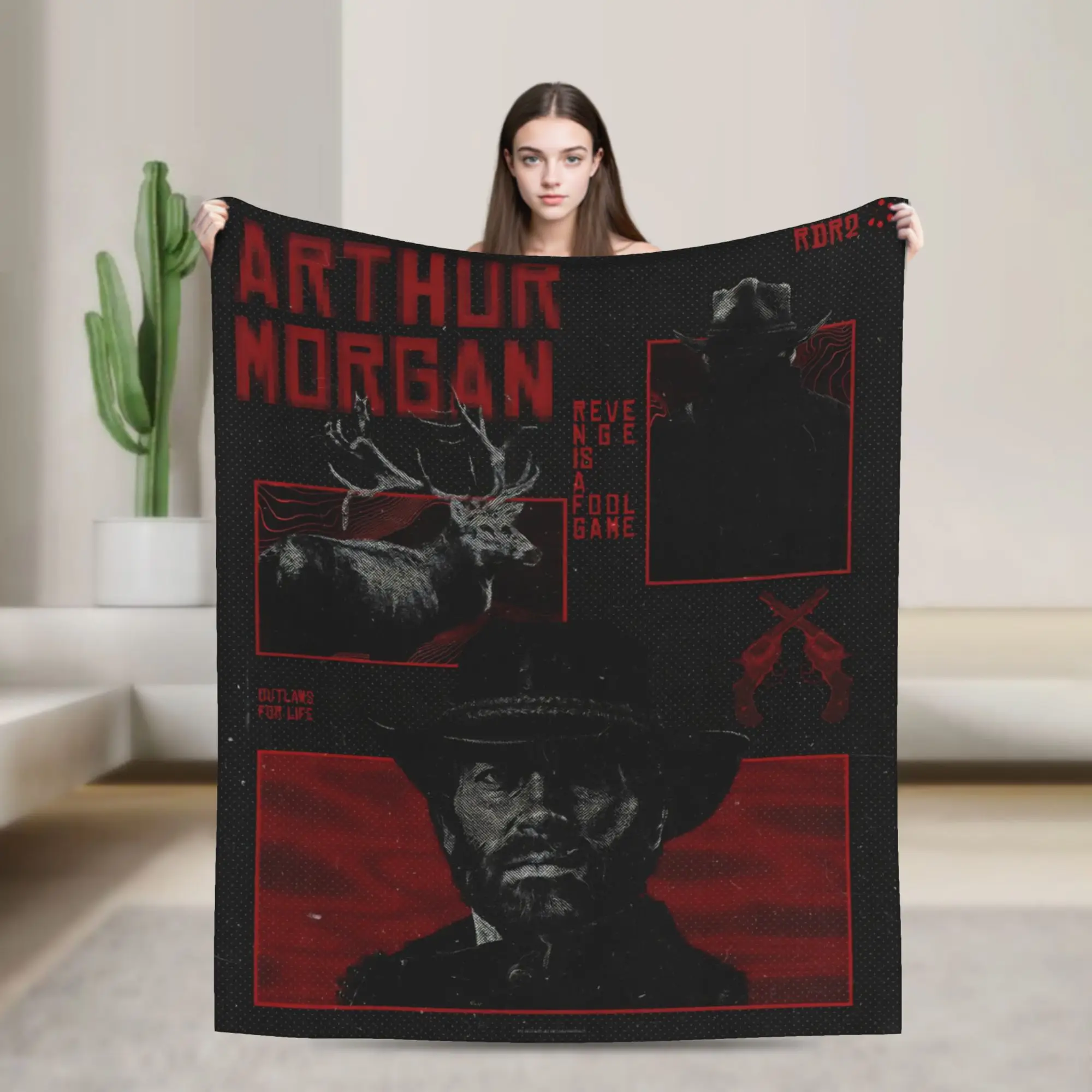 Comfortable Arthurs Morgans Blanket Accessories Sofa Decorative  Blanket Throw Super Warm Fleece for Travel
