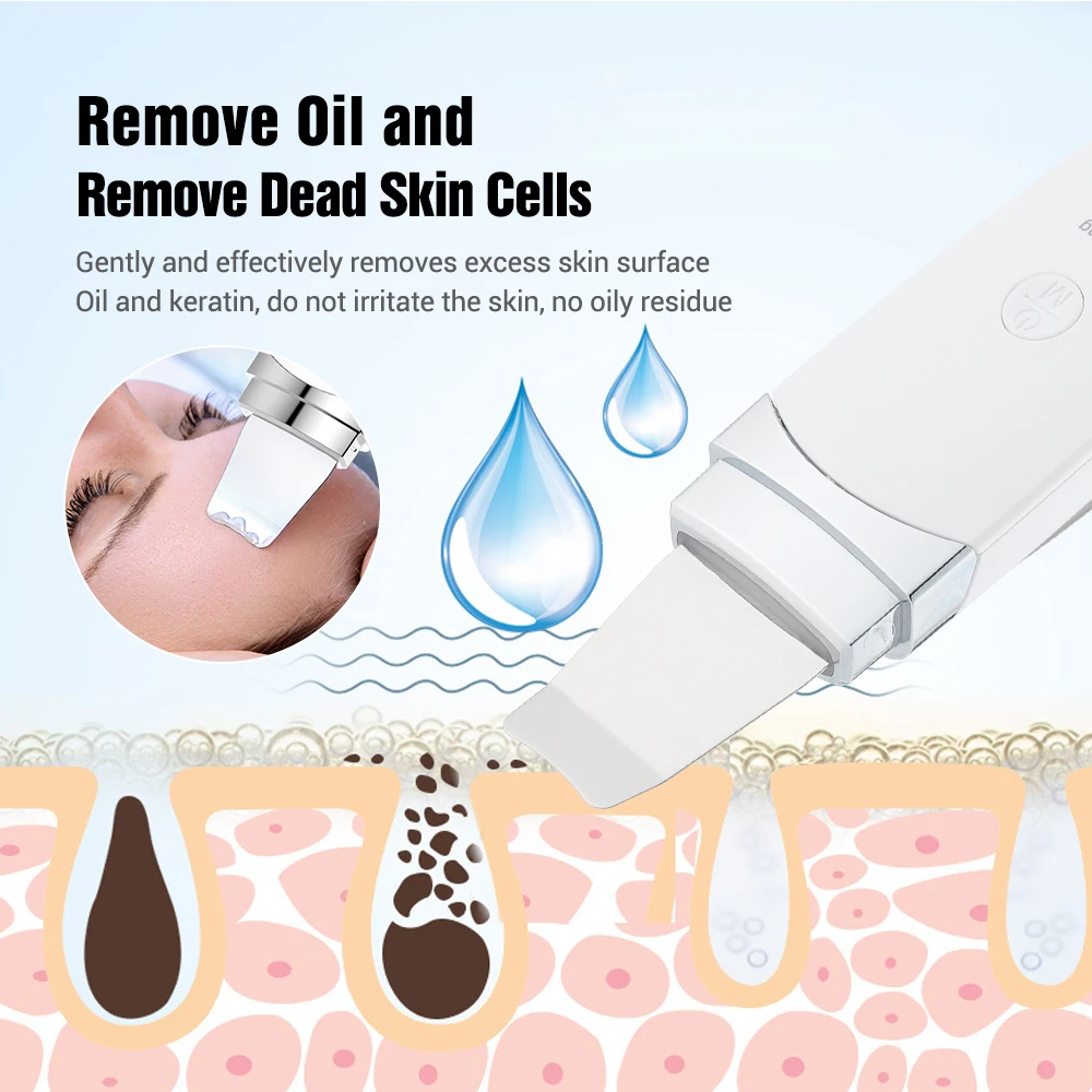 Ultrasonic Skin Scrubber EMS Peeling Shovel Facial Spatula Pore Cleaner Blackhead Remover Deep Cleaning Face Lift Machine