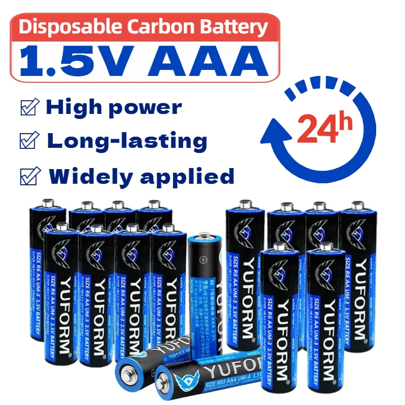 Paquete a granel de baterías de Zinc y carbono AAA de 1,5 V para Control remoto, ratón, juguete, linterna, cámara, a prueba de fugas y potencia duradera