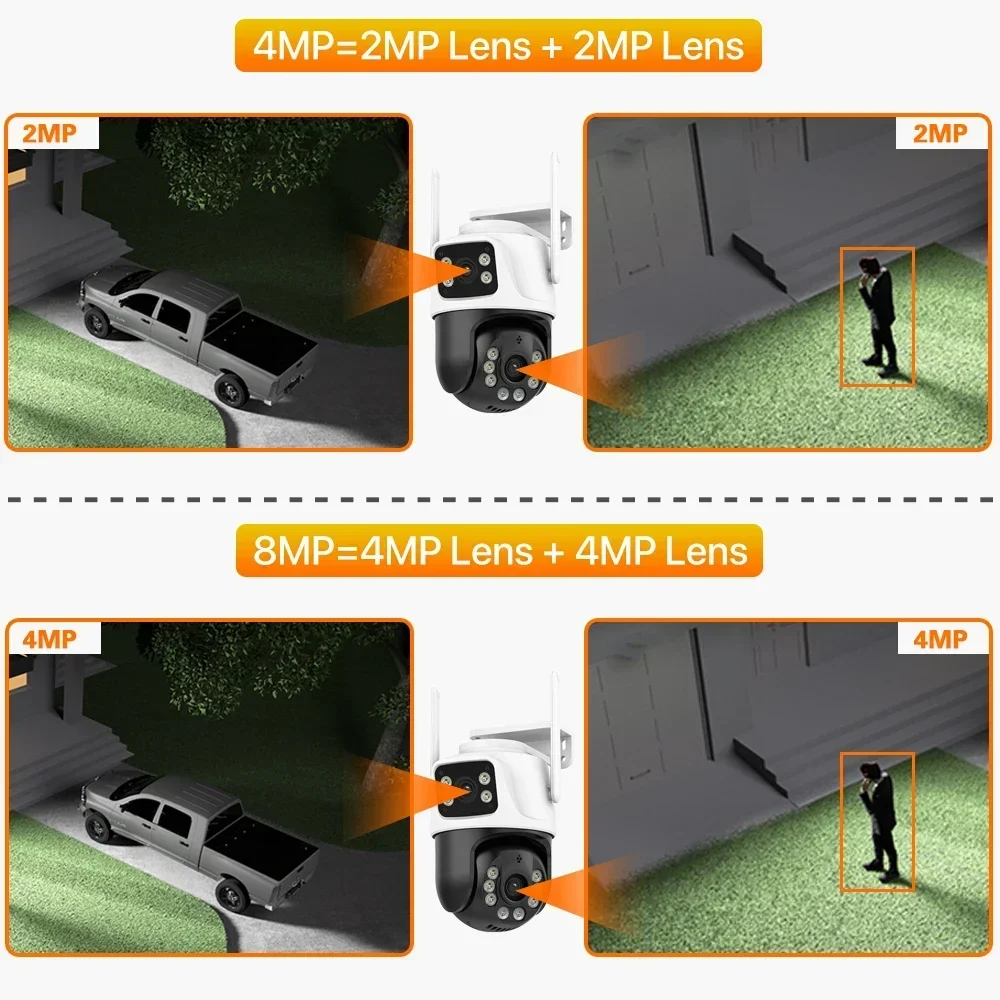 8MP 4K PTZ WiFi kamera IP inteligentna ochrona domu podwójny obiektyw ekran kolorowy noktowizor automatyczna kamera ochronny zabezpieczający CCTV