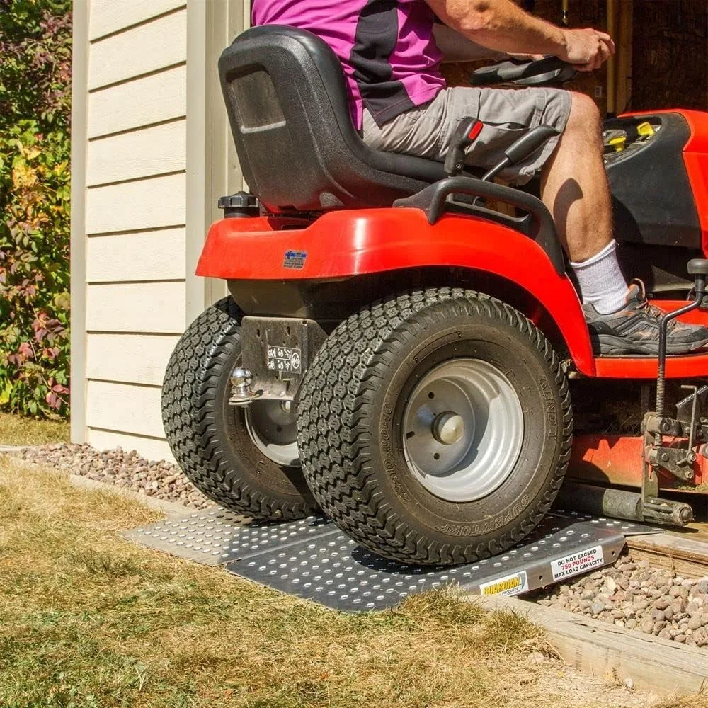 Rampas de almacenamiento de cobertizo de aluminio, cortacésped, ATV, carrito de golf, paisajismo, 1.500 lb. Capacidad con placa perforadora Tracción 29"x24" - Paquete de 2