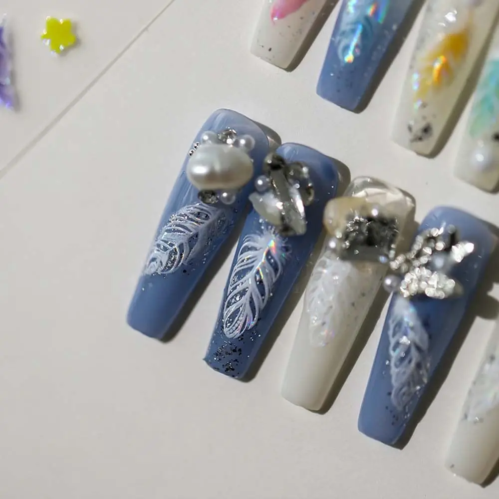 Manicure Ornaments Laser Butterfly Nail Stickers DIY Nail Decorations Nail Charms Laser Feather Nail Decals Starlight Sliders