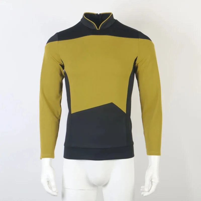 Star TNG The Next Generation  rek Red Yellow Blue Shirt Uniform Cosplay Costume For Men Coat Halloween Party