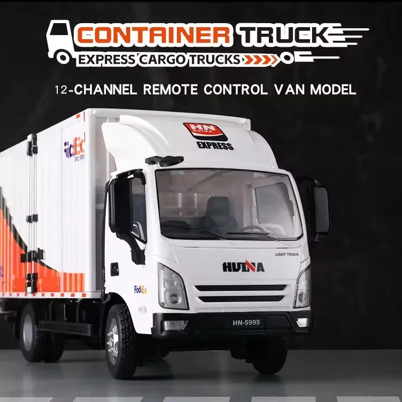 Caminhão de Controle Remoto Elétrico Simulação 1:18, 2.4G 12CH, Porta Abre, Iluminação LED, Som, Modelo de Caminhão RC