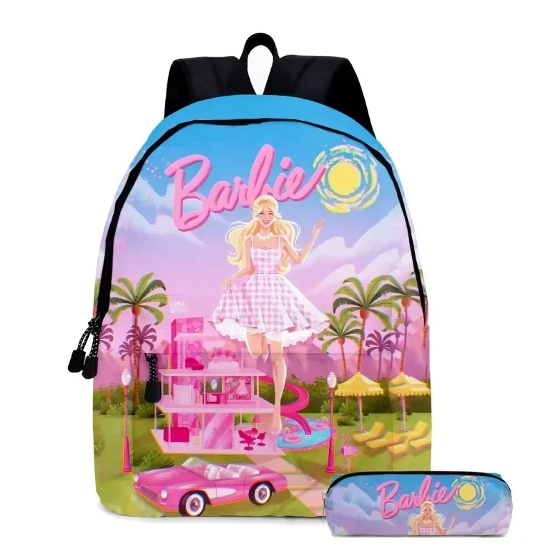 Sac à Dos de Dessin Animé Barbie, Cartable d'École Primaire et Secondaire, Trousse à Crayons Deux Pièces, Beau Sac de Grande Capacité à la Mode pour Fille, Nouveau