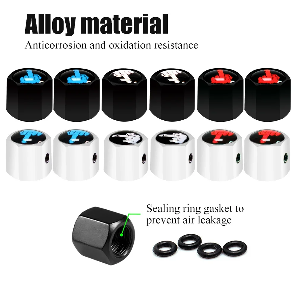 AUTCOAT Tire Valve Caps (4Pcs/Set ) Universal Anti-theft Middle Finger Style Zinc Alloy Stem Covers for Car, Truck, Motorcycle