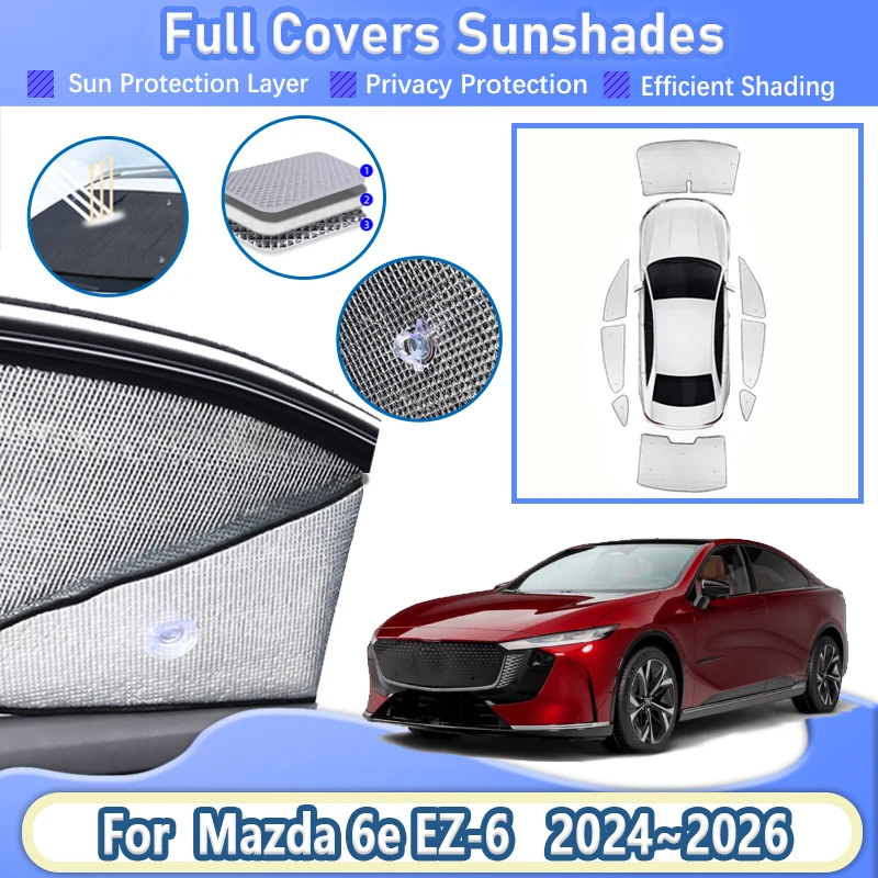 

Для Mazda 6e EZ-6 J90A Аксессуары 2024 2025 2026 Автомобильное окно, полный козырек, занавеска, лобовое стекло, УФ-блокирующая крышка, солнцезащитные козырьки, автозапчасти