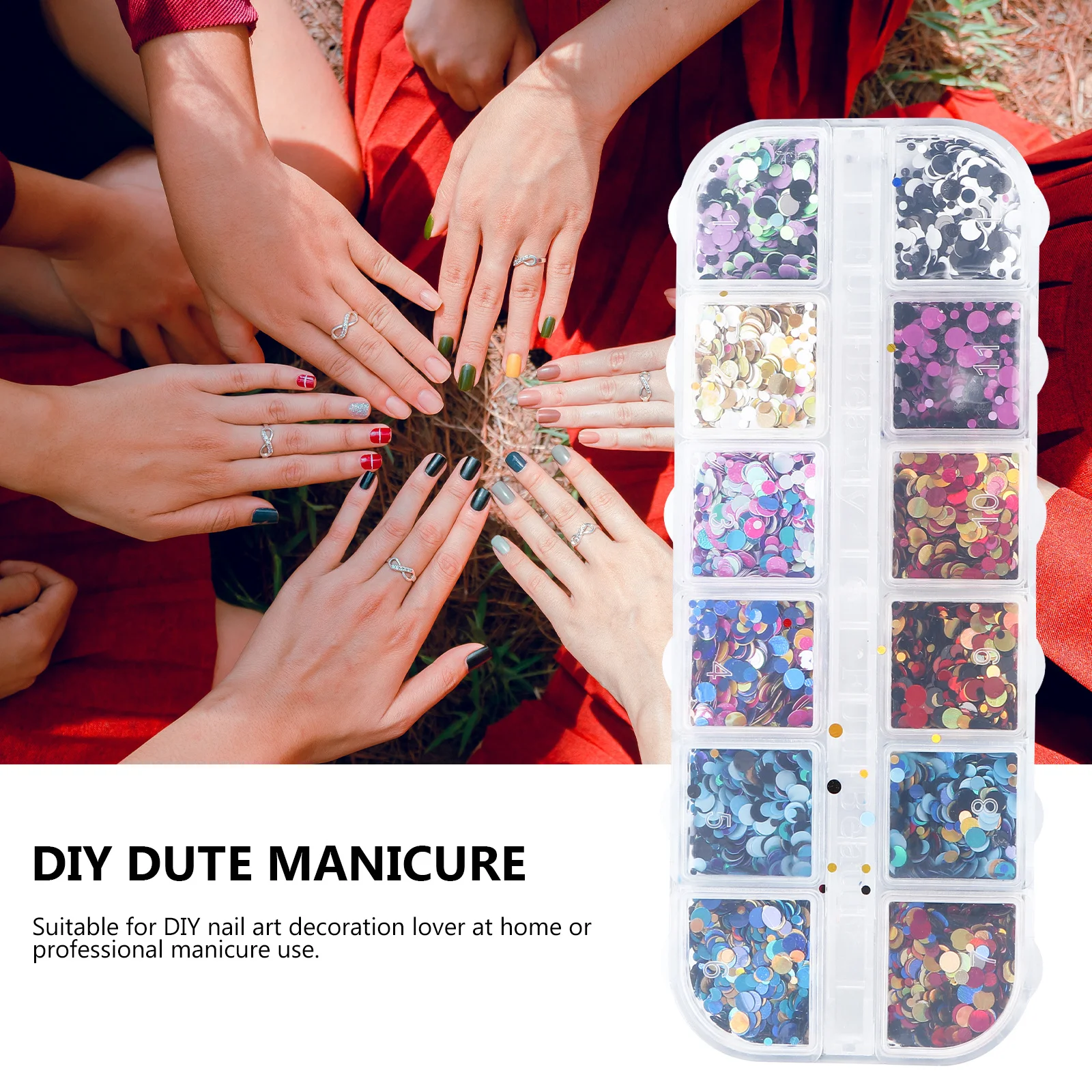 Arte lantejoulas colorido glitter lantejoulas flocos redondos para diy manicure decoração festival festa decoração de unhas