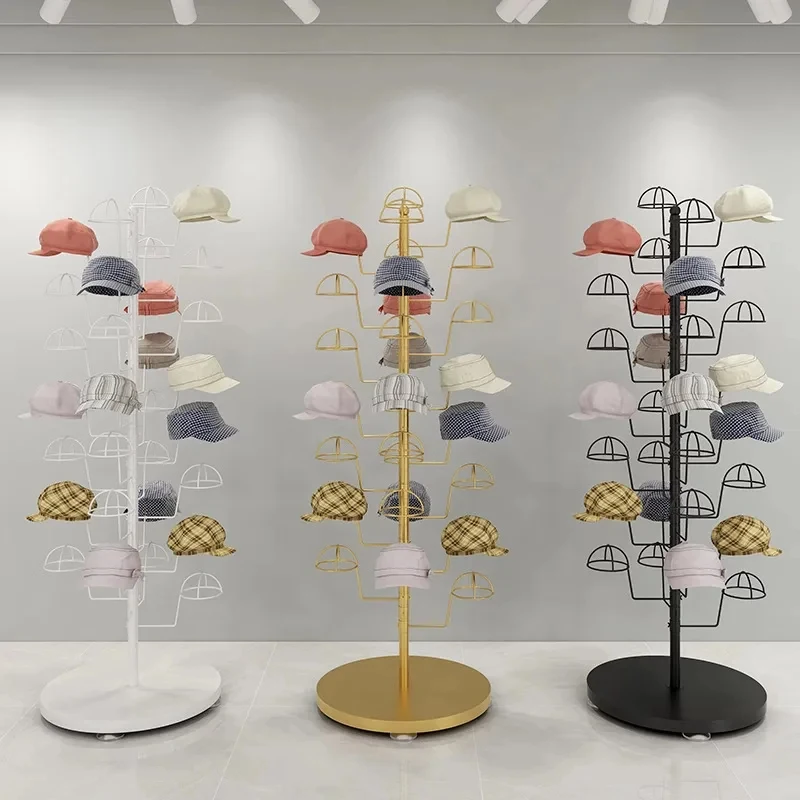 custom.Metal Cap Wire Shelf Hanging Hat Display Stand with Spinner Rack Hanging Hats & Clothes Durable Metal Shelves