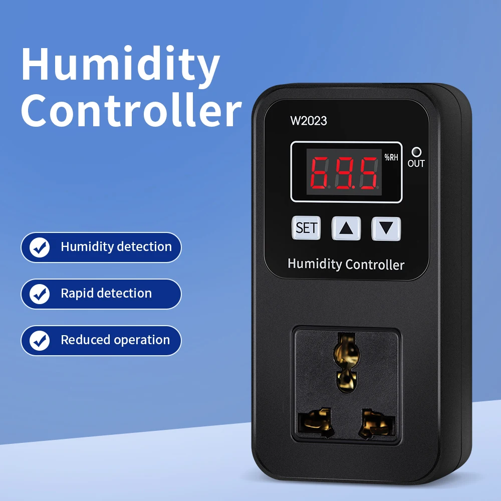 Imagem -03 - Tomada do Controlador de Umidade Inteligente Higrômetro Eletrônico Regulador de Umidade Interruptor de Controle com Sensor W2023 110220v