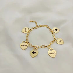 Personalized Customized Name Bracelet Stainless Steel Heart Engraving Bracelet Family Name Women's Jewelry Mother's Day Gift DIY