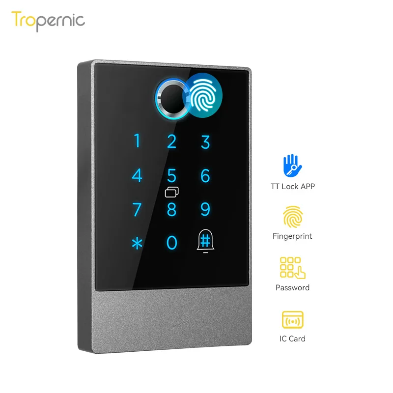 Ip65 Waterproof Outdoor Ttlock Smart Lock Access Control Reader System Alexa Fingerprint Bluetooth Rfid Passcode Card App