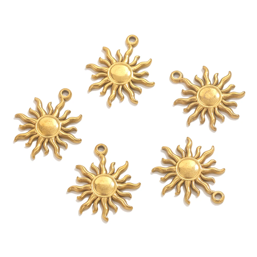 5pcs Stainless Steel Sun Charms for Jewelry Connectors Earrings Making Supplies DIY Jewelry Pendants Findings Accessories Crafts