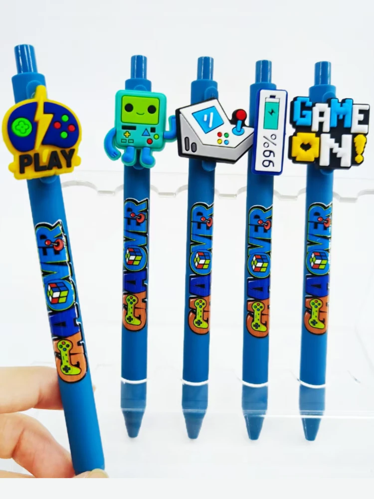 5pcs/9pcs sea blue game theme ballpoint pen game printing press gift gel pen
