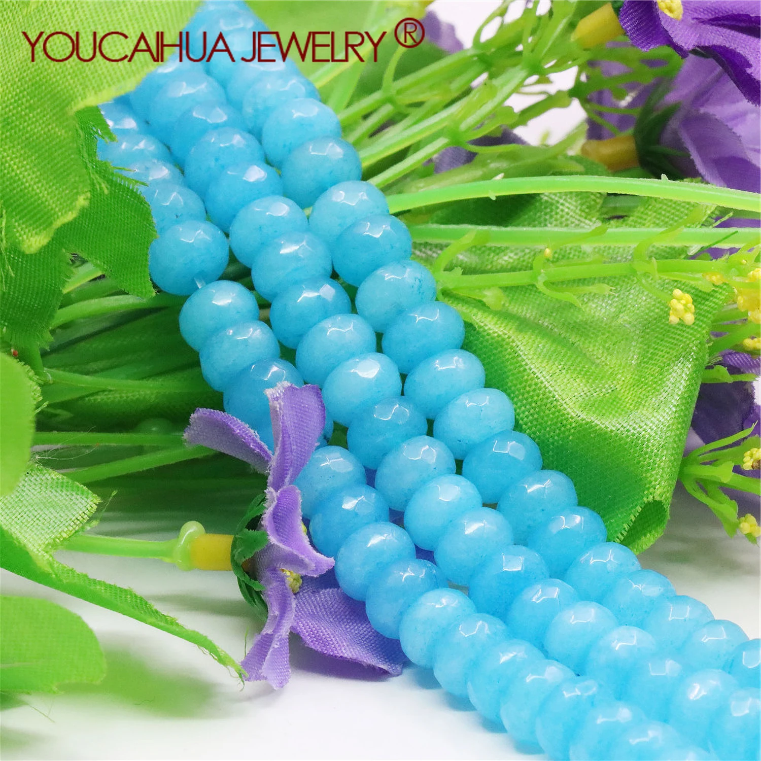 5x8mm Natural SkyBlue Loose Faceted Beads Gems Stone Chalcedony Making Necklace/Bracelet,DIY Handmade Accessory Spacer Beads