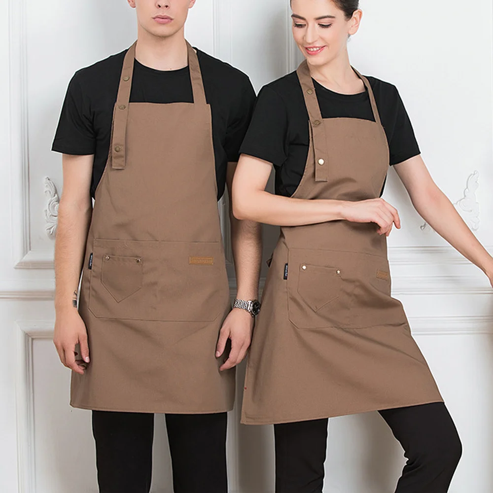 Multipurpose Waterproof Canvas Apron with Pockets - Durable & Stylish for Baristas, Chefs & Florists, Milk Tea Shops, Snack Bars