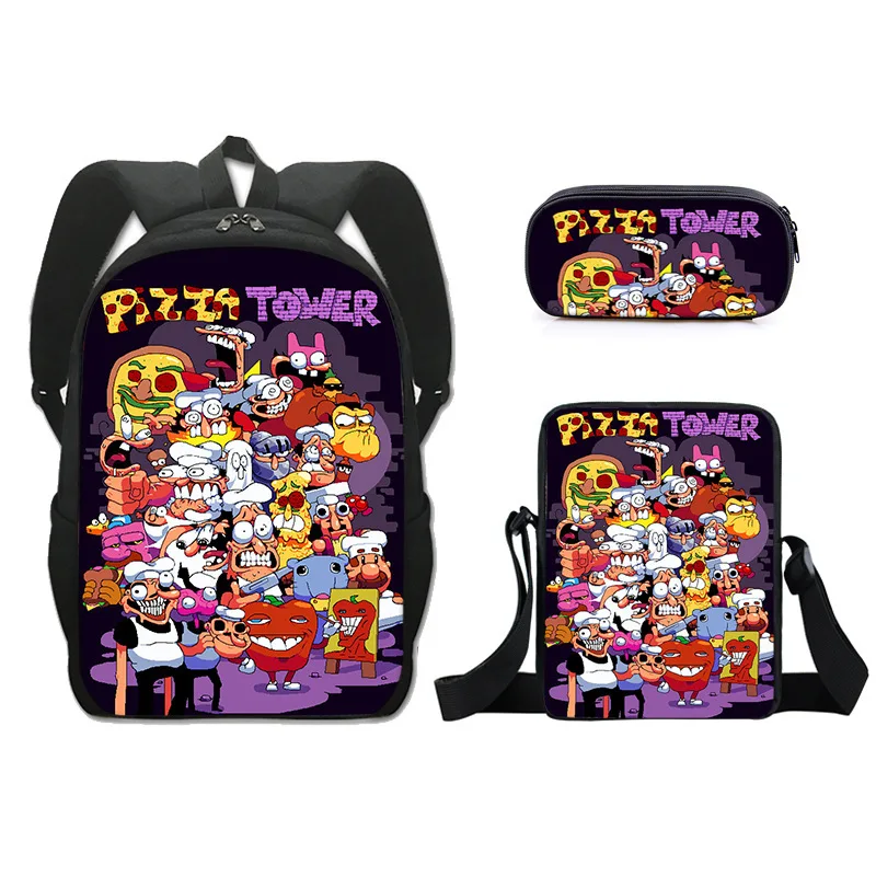 Pizza Tower: Student backpack, backpack, pencil case, shoulder bag, three piece set, one piece dropshipping
