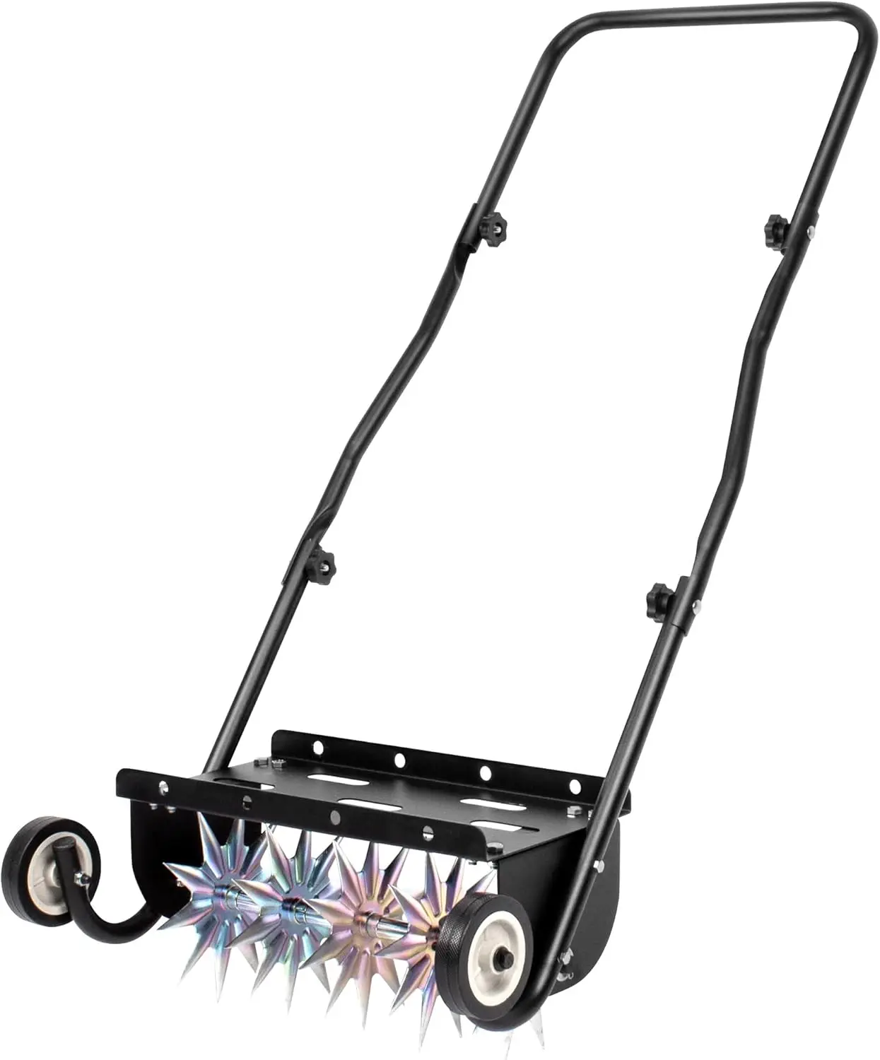 

18-Inch Push Spike Aerator, Heavy Duty Rolling Lawn Aerator, Rotary Spike Lawn Aerator, Manual Aeration Equipment with Steel Han