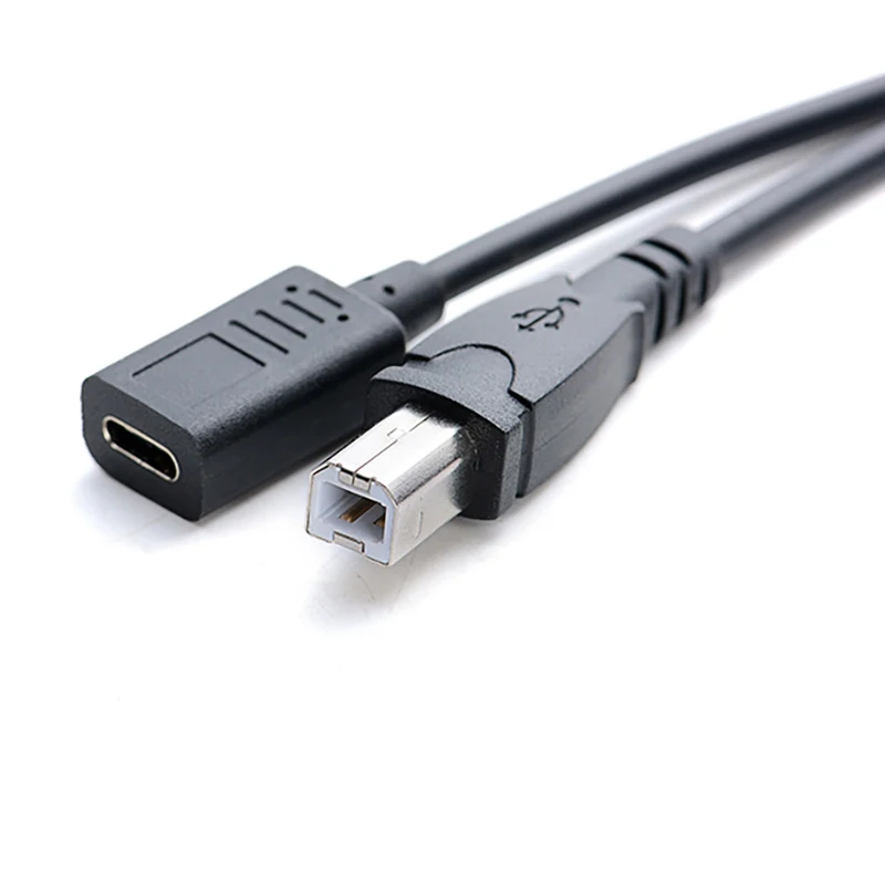 محول كابل من النوع C إلى USB B أنثى إلى ذكر لسلك نقل بيانات أندرويد HDD موصل الماسح الضوئي للطابعة تمديد الحبل