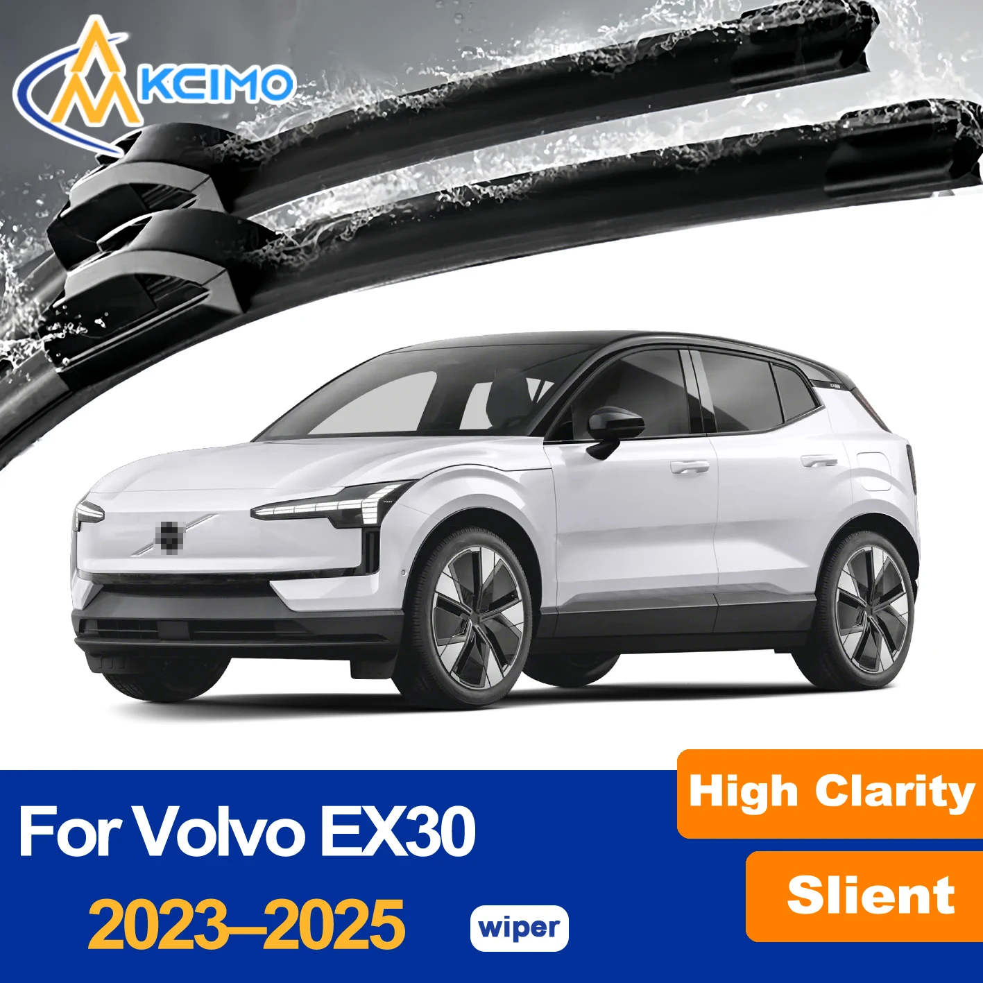 

Windshield Wiper Blades Set(Pair) For Volvo EX30 2023–2025 (Front) Silicone-Free Rubber Quiet/Streak-Free Wiping