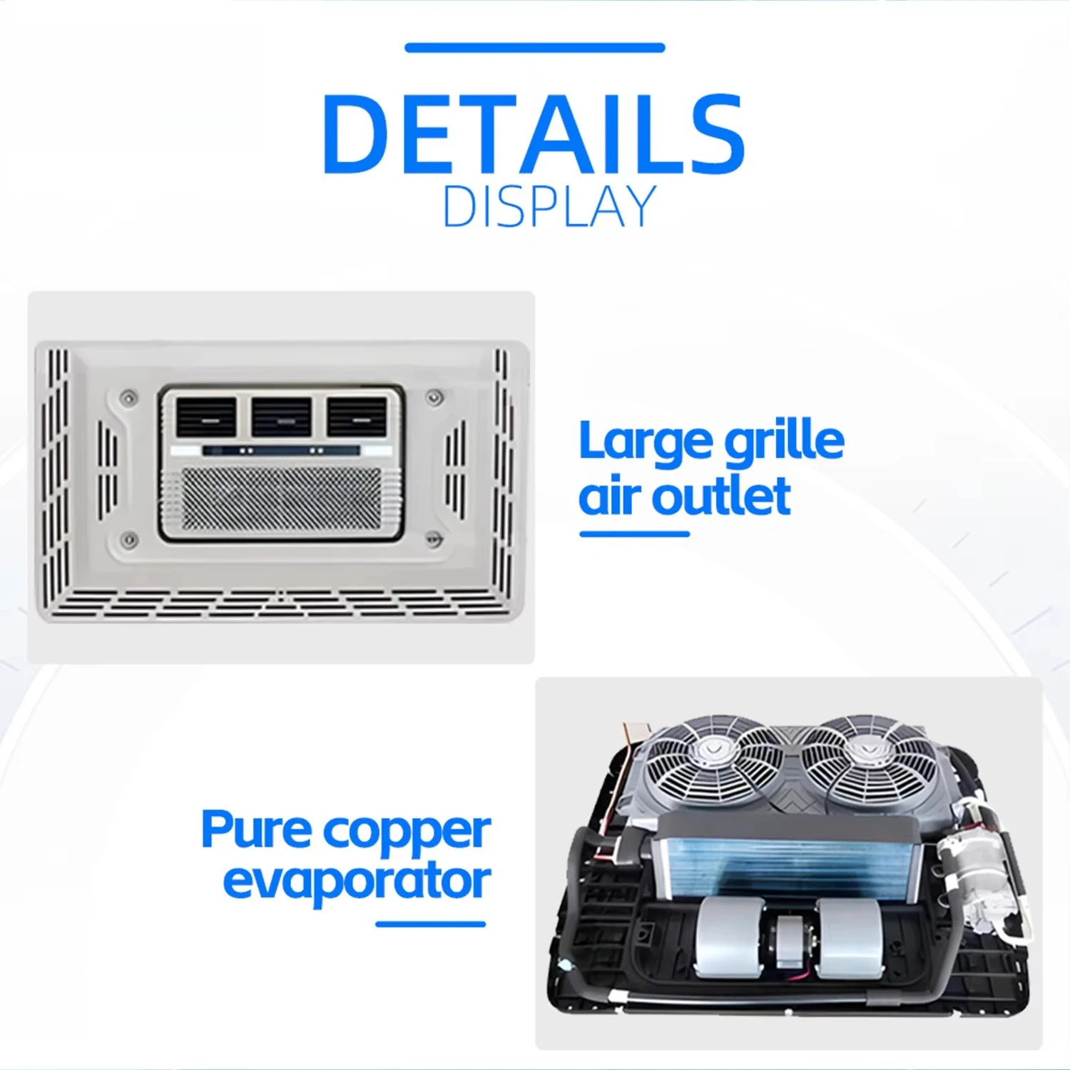 سوق أمريكي مروحة مزدوجة 12 فولت 24 فولت مكيف هواء على السطح تكييف هواء 12 فولت مكيف هواء لوقوف السيارات لشاحنة RV جرار