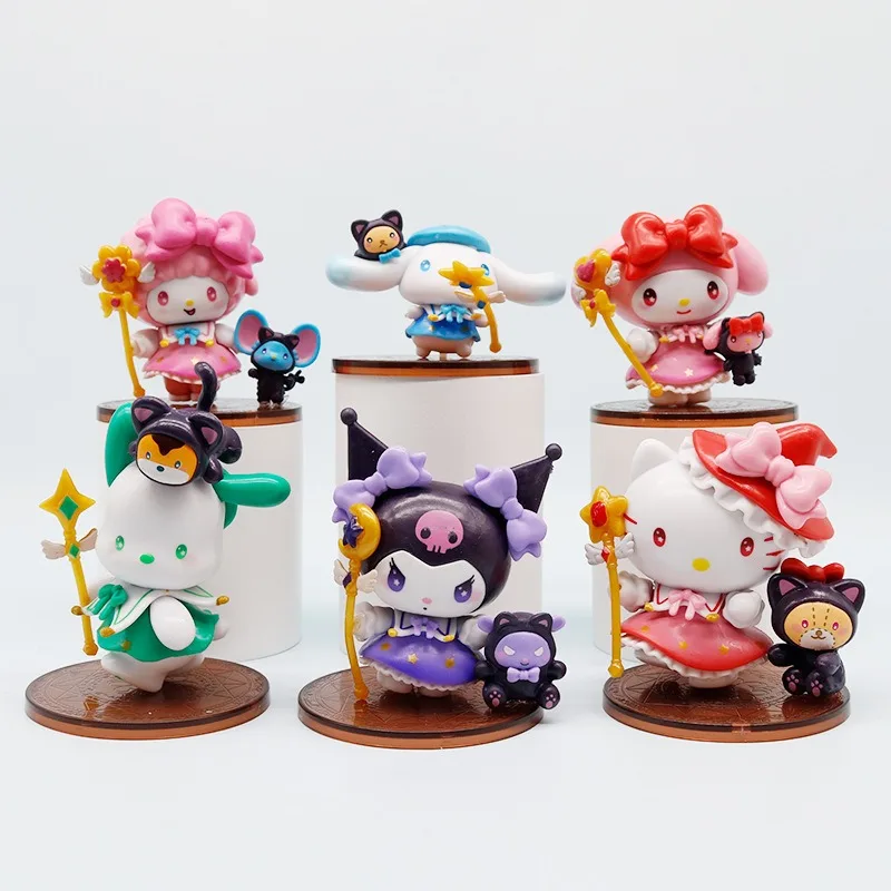 Sanrio boîte aveugle Kuromi Hello Kitty Figure nuit étoilée fête magicien série PVC table Collection décoration cadeaux mystère