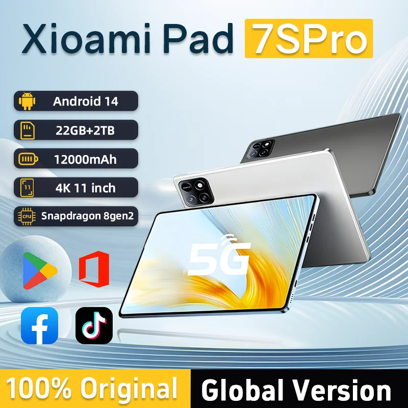 2025 nueva tableta MI Original de 11 pulgadas Snapdrago 8gen2 Pad 7S Pro HD 4K Android 14 22GB + 1TB 12000mAh 5G Dual SIM WiFi GPS Tablet PC