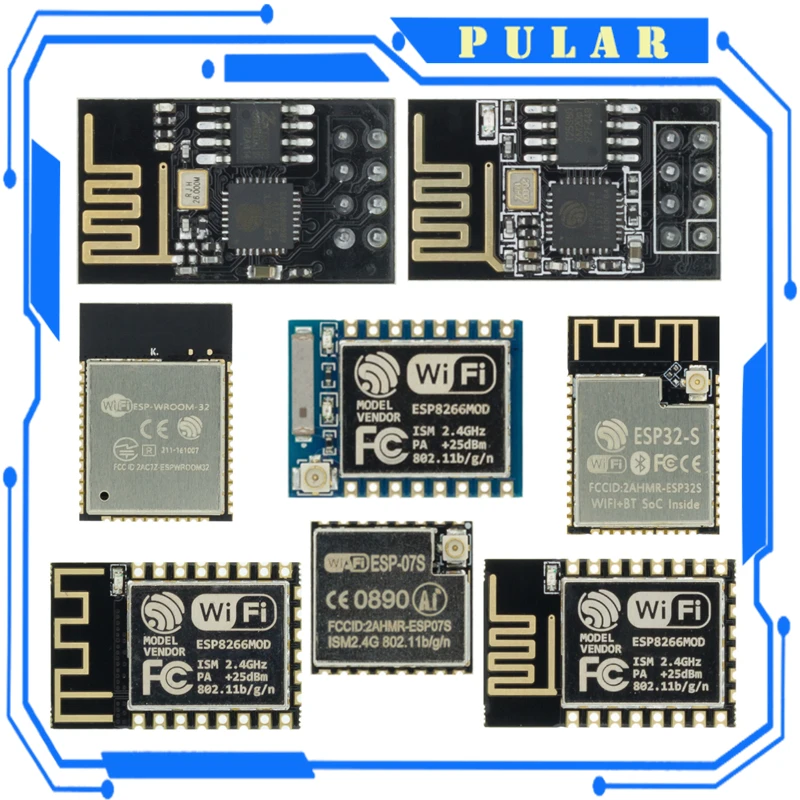 10PCS ESP8266 ESP-01 ESP-01S ESP-07 ESP-12 ESP-12E ESP-12F serial WIFI wireless module PLR wireless transceiver 2.4G