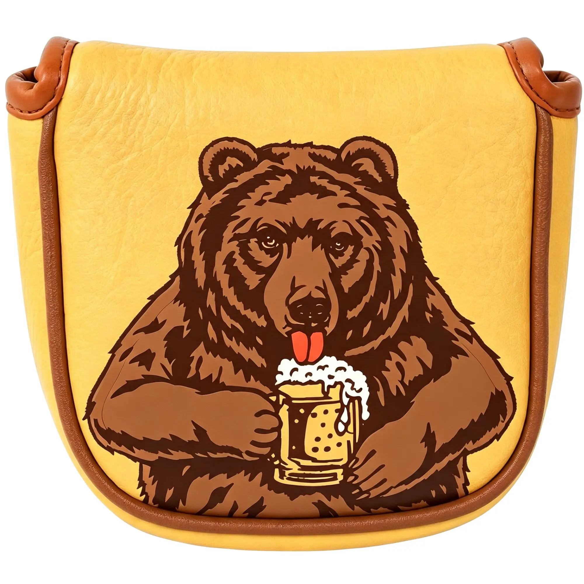 Skull Embroidered Golf Mallet Putter Headcover with Beer Bear Design for Most Brand,Golf Accessories for Men Golfers Christmas