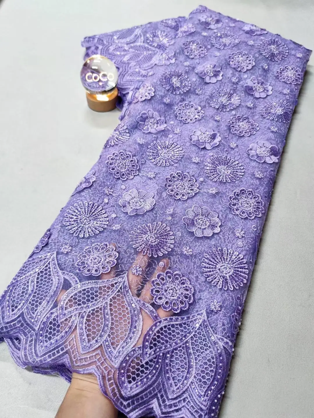 

2025 новейшая африканская нигерийская высококачественная тюль с блестками, кружевная ткань для выпускного платья, вышивка бисером, сетчатая ткань, 5 ярдов, Hm82-1