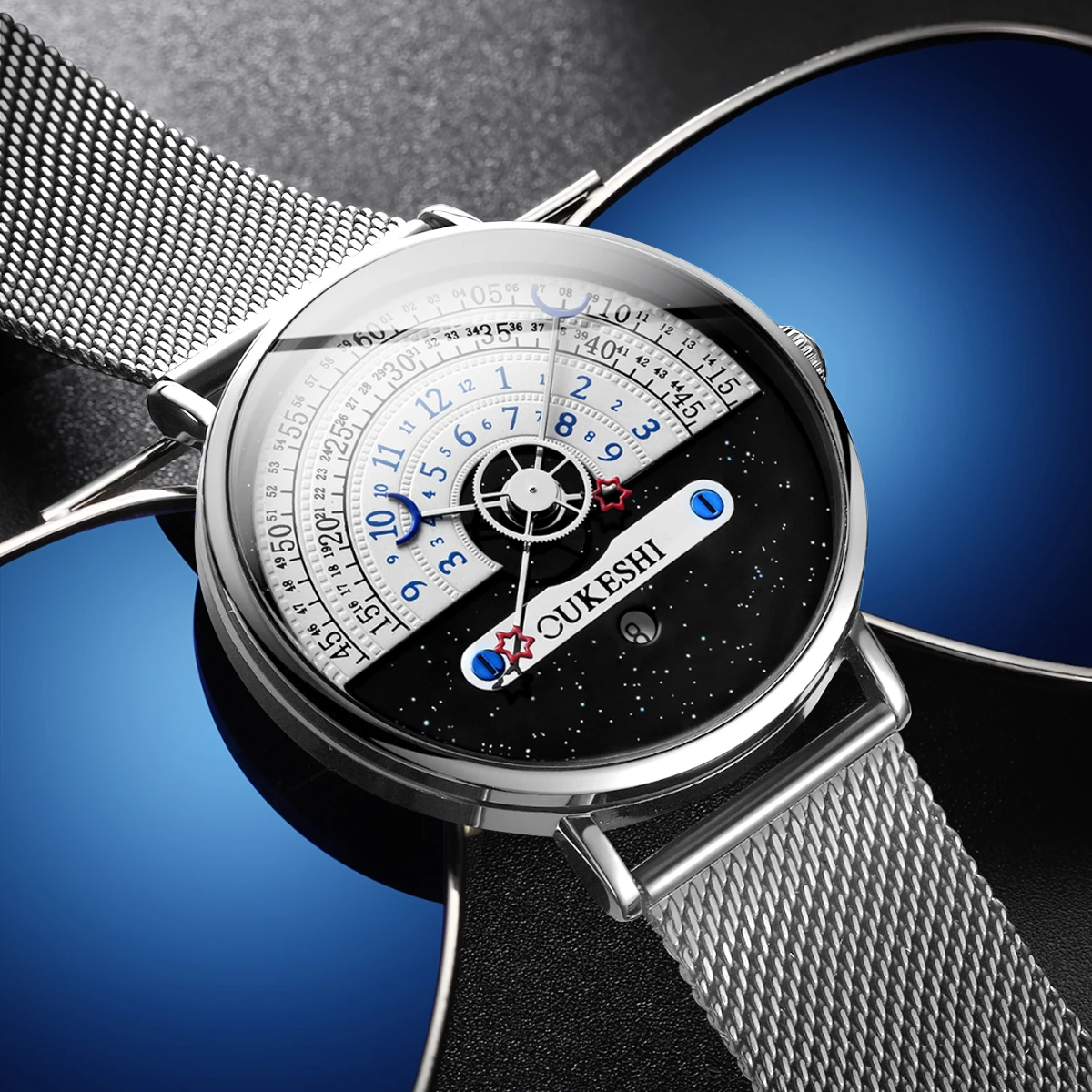 

Luxury Men Business Watches Fashion Mesh Band Calendar Quartz Wristwatches For Mens Clock Reloj Hombre