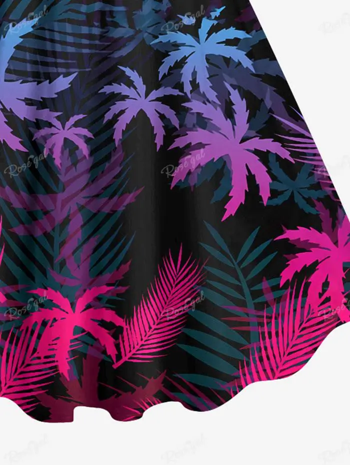 Outfit for Couples vestidos dress платье женское 2024 Ombre Coconut Tree Palm Leaf Print Plus Size Matching Hawaii Beach