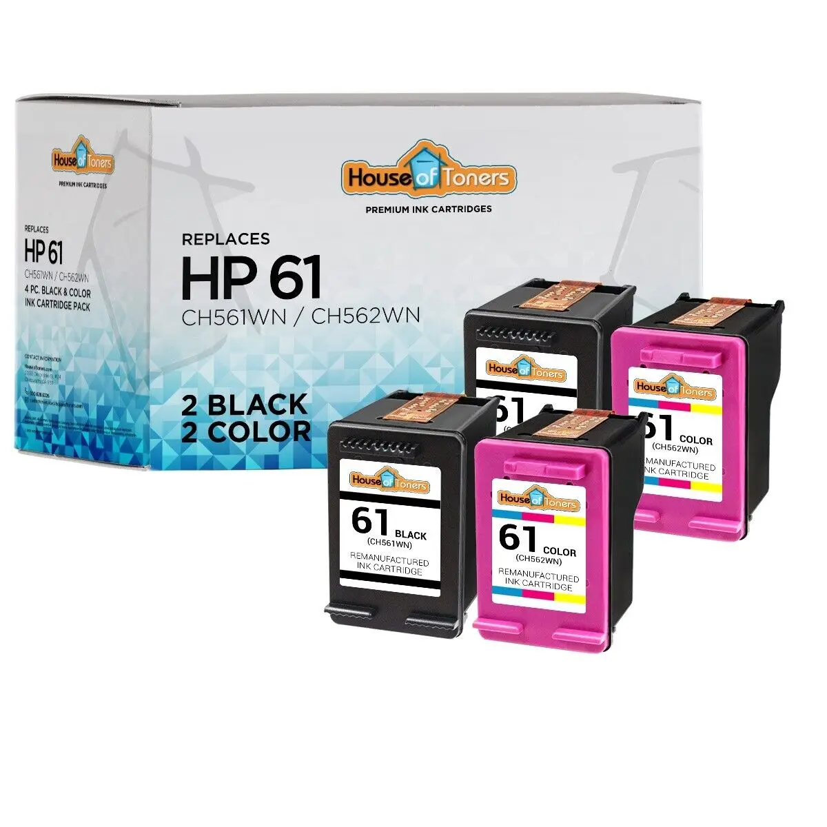 4 paquetes para HP 61 negro y Color para ENVY 4500 4501 4502 4504 4505 5530 5531 5535