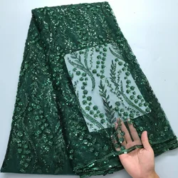 SJD LACE French Mesh Bridal Lace Fabric Beads African Sequins Lace 2026 Hot Sale Nigerian Beads For Women Wedding Dress Sew 3803