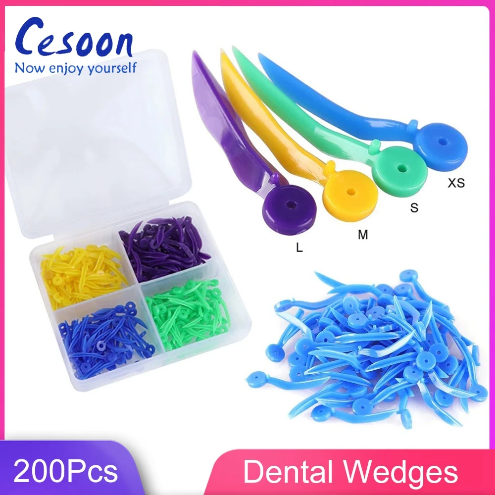 

200Pcs/Box Dental Tooth Gap Wedge with Hole All 4 Sizes Disposable Medical Plastic Wedges Dentist Oral Care Accessories