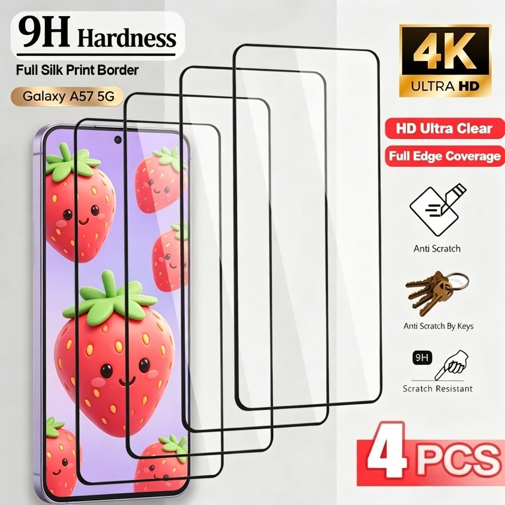

4Pcs Full Cover Screen Protector for Samsung Galaxy A57/A56/A55/A37/A36/A37/A26/A25/A07/A15/A16/A17 Anti-Scratch Tempered Glass