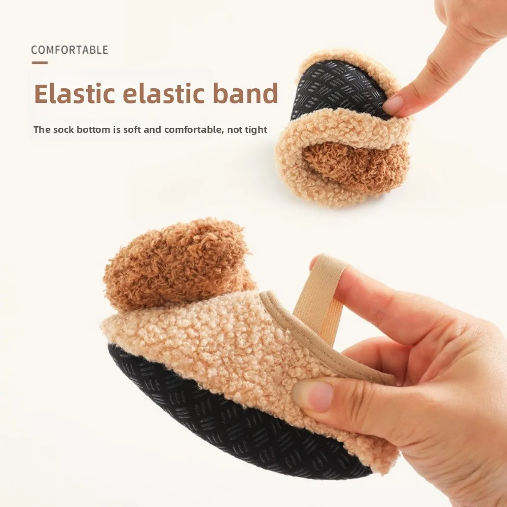 New Winter Warm Slippers Cute Cartoon Bear Anti-slip Infant Floor Socks Footwear Soft Toddler Shoes