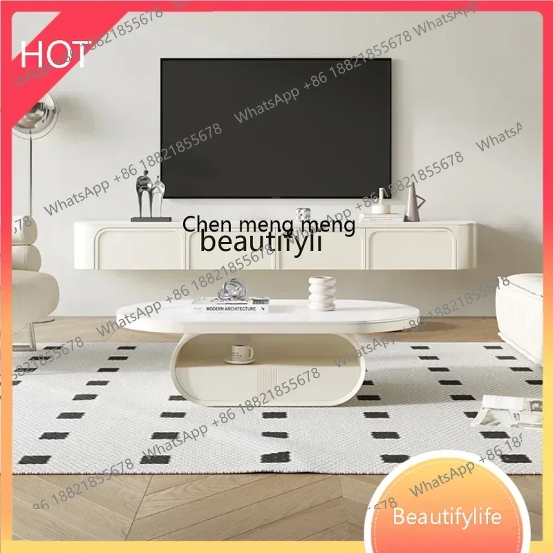 

xzzSuspended TV Cabinet Cream Style Modern Minimalist Hanging Living Room Wall Hanging Stone PlateK182