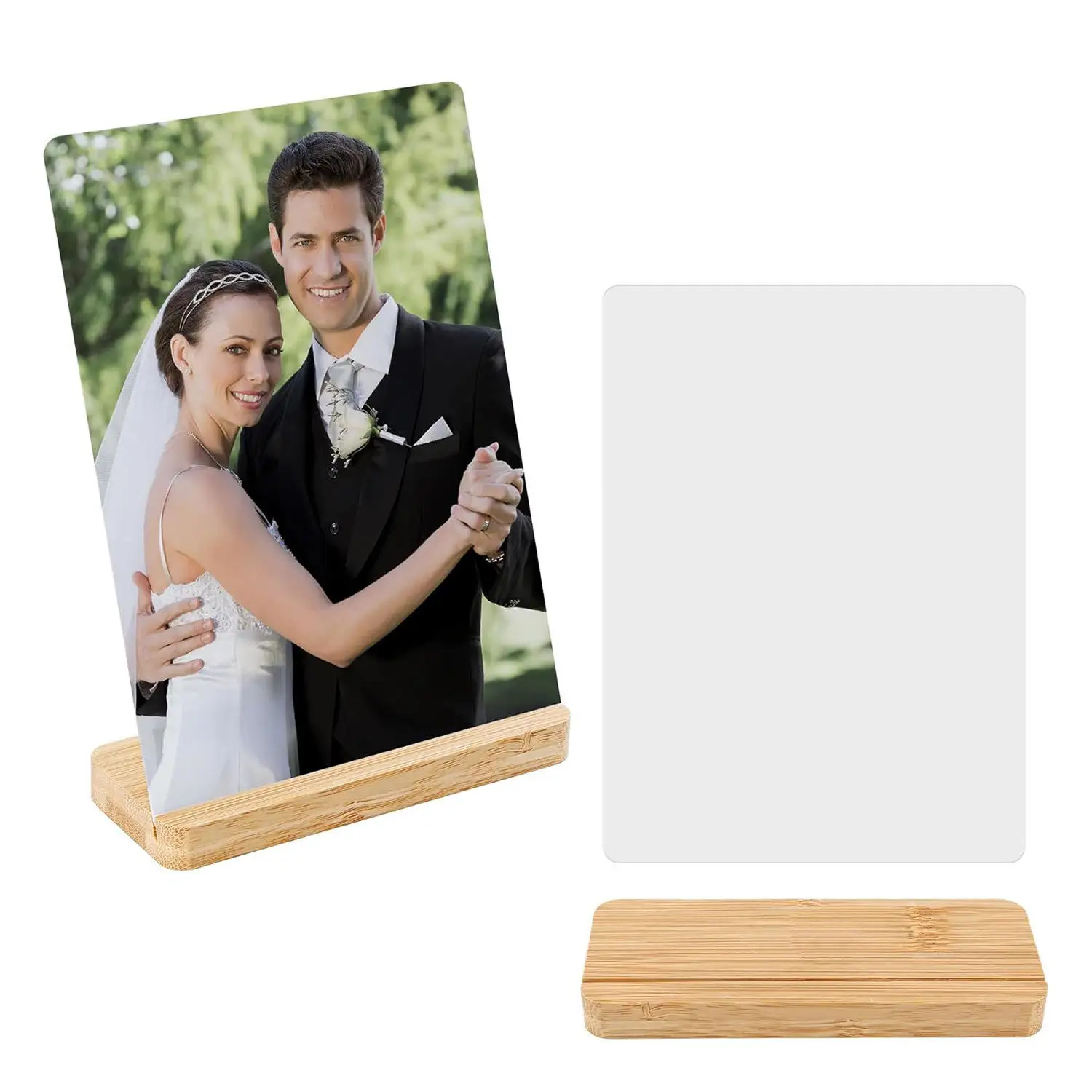 12sets Sublimation Blanks Aluminum Picture Frames With Bamboo Stand For Hotel Wedding Party Indoor Decoration
