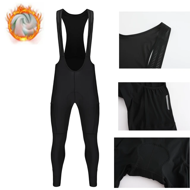 Rsantce 2024 2 Pocket Winter Fleece Thermal Men Cycling Long Bib Pants Tights Pad Warm MTB Bike Cycling Bib Trousers