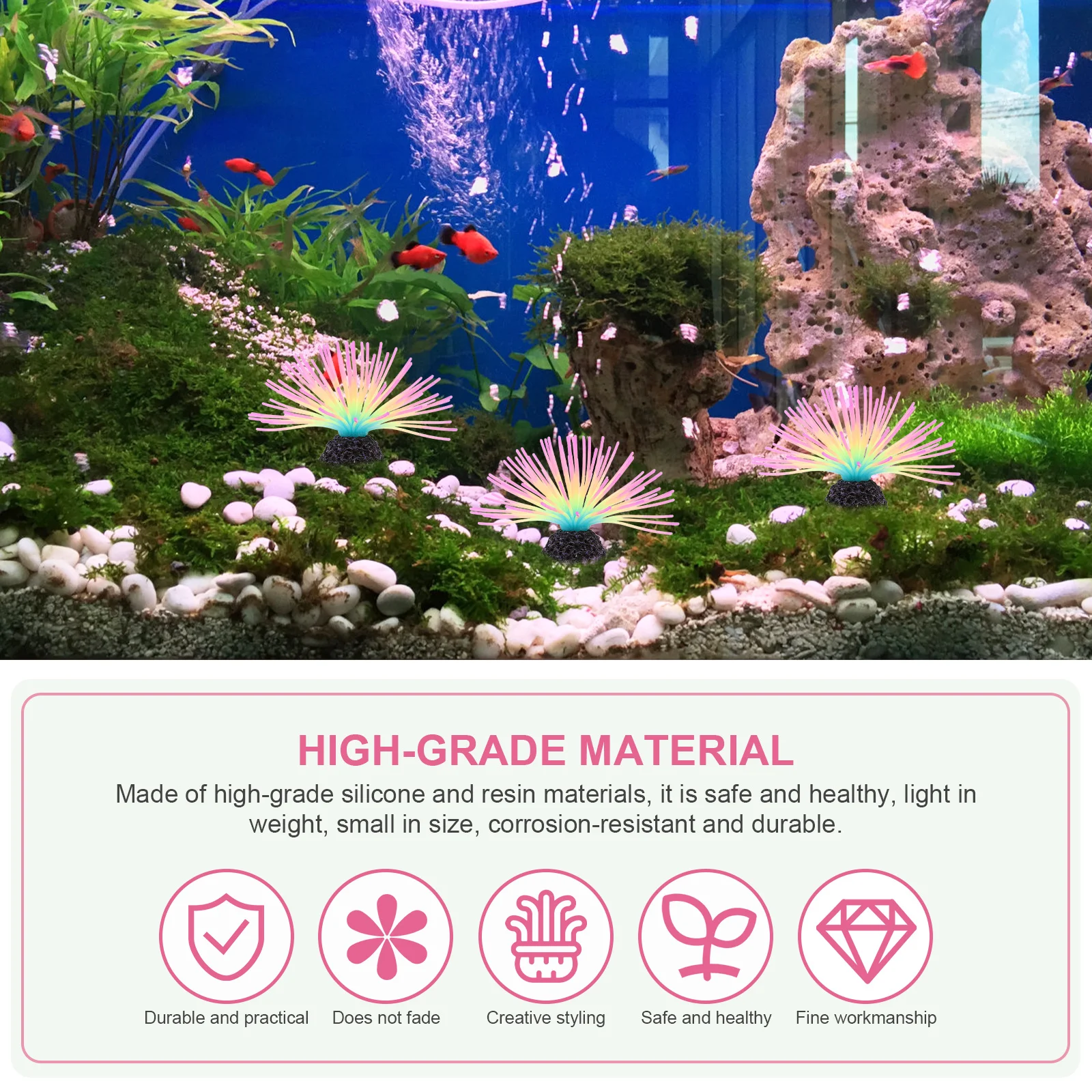 

Aquarium Fake Plant Silicone Water Grass Craft Lifelike Decor Fish Tank Noctilucence Ornament Realistic Adornment