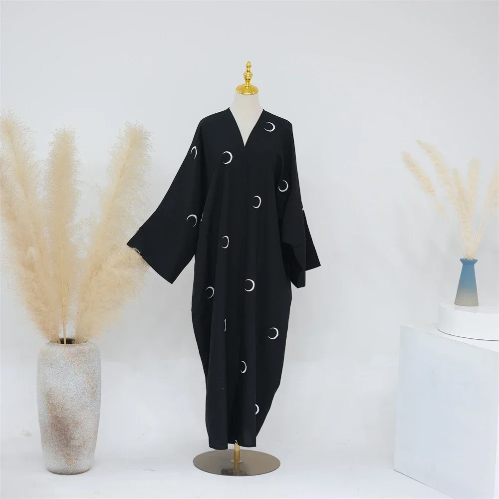 Abaya ouvert Cardigan broderie Robe musulmane pour femmes Kimono Jalabiya Kebaya turquie dubaï Abaya Eid Ramadan Caftan Robe de prière