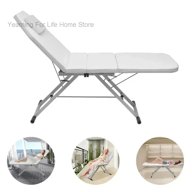 

3-Section Folding Massage Table Adjustable Portable Beauty Cosmetic Bed with Storage Bag for Spa Tattoo Massage folding Bed