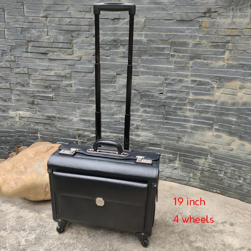 Flight attendant high-speed rail PU trolley suitcase Business Boarding   Captain travel rolling Luggage Lawyer Stewardess box