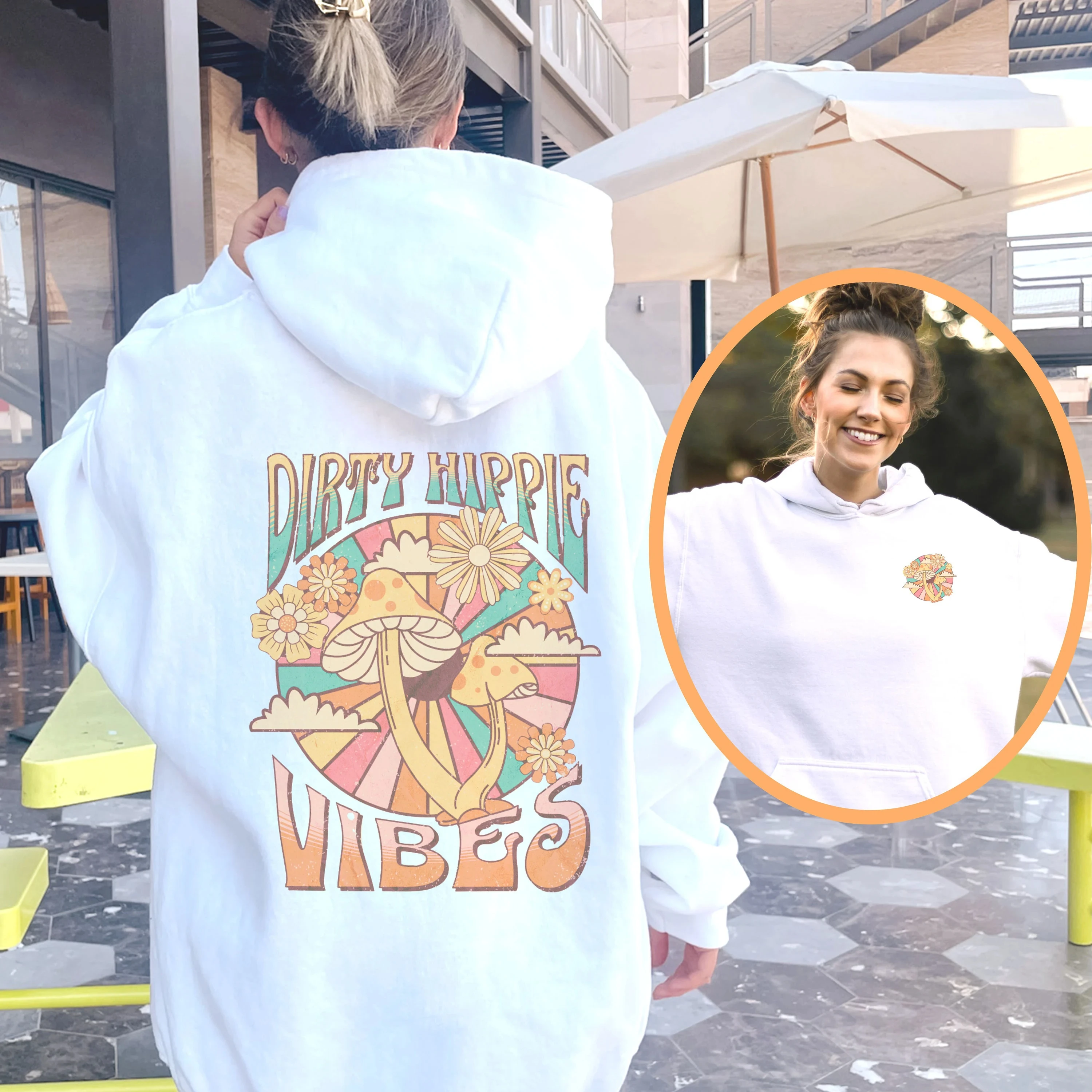 

Dirty Hippie Mushroom Hoodie Men's and Women's Long Sleeve Sweatshirt Pullover Y2k Tops Autumn and Winter Clothing Hoodies