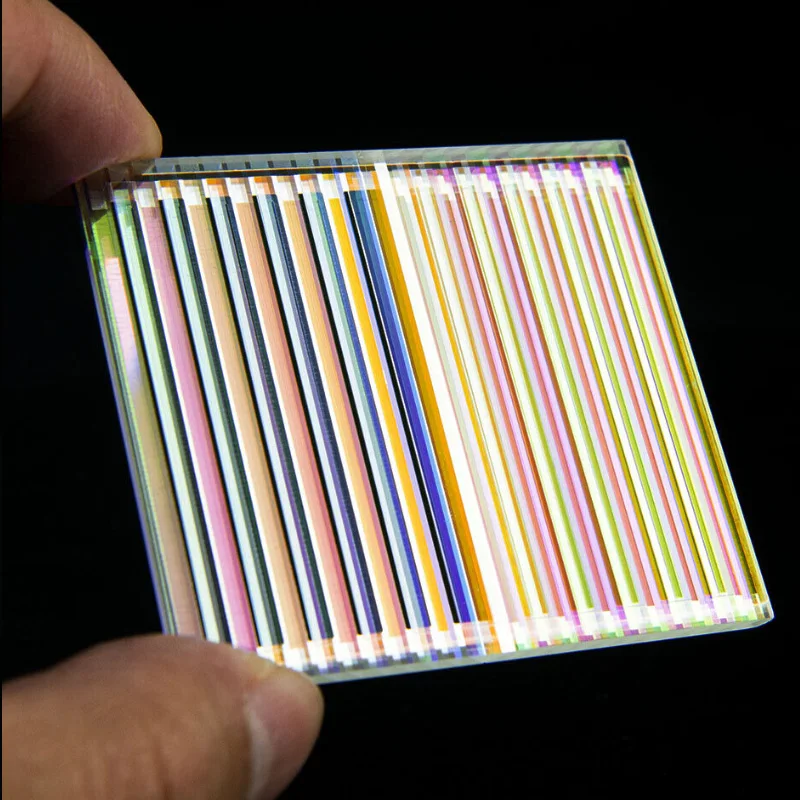 55x50x2.5mm Optical Prism Physics Experiment Prisma Rectangle Dichroic Prism Lenses with Metal Frame Prism 2pcs